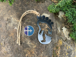 Bigfoot Steel Ornament - Unique Bigfoot Footprint Decor